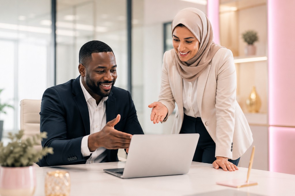 Consultant facilitating implementation with client teams in a workshop